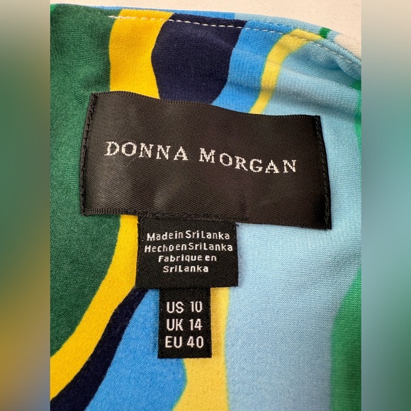 Donna Morgan Blue Riviera Swirl Maxi Dress Short Sleeve Size 10 - Picture 5 of 10